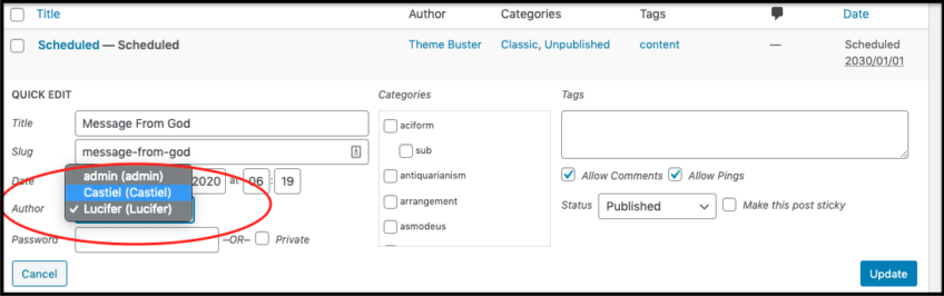 Change the Author of the post