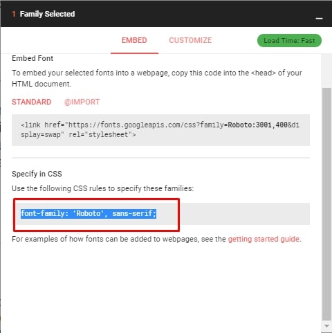 Google Font for WordPress