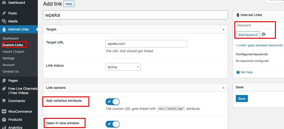Automatic Interlinking using custom links feature