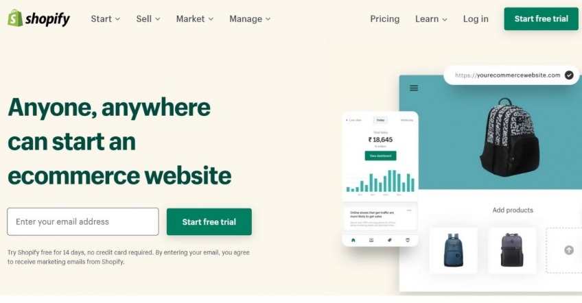 Shopify for online store website