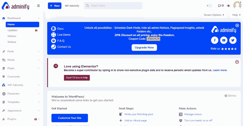 Admin notice Admin notice