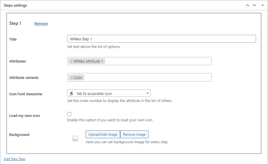 Growanizer- Steps settings page