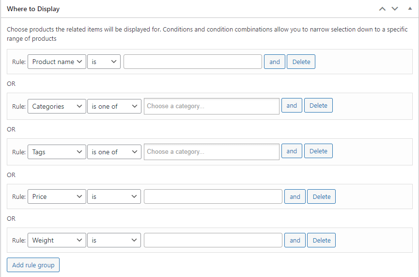 Growanizer- where to display rule