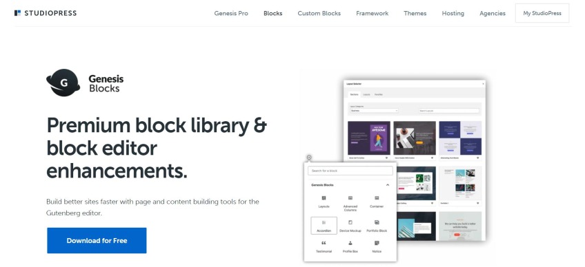 Genesis Blocks- page building Gutenberg blocks.