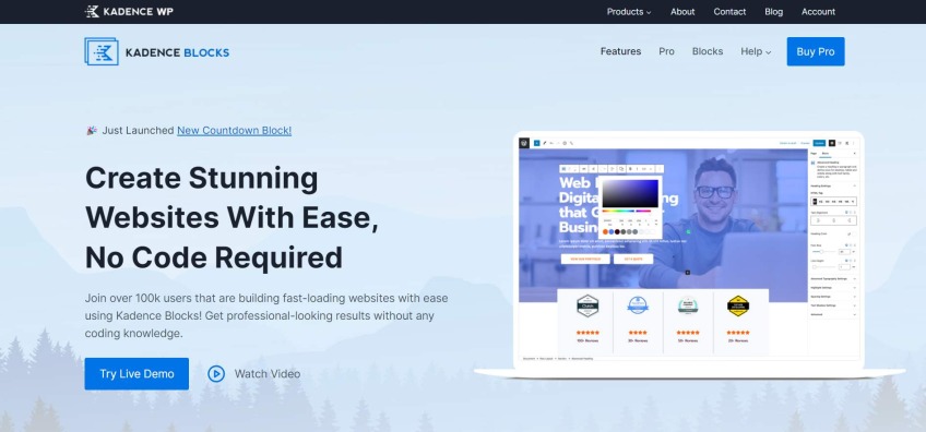 Kadence- Stunning Gutenberg blocks plugin.