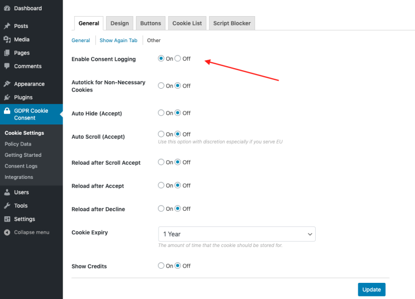 GDPR Cookie Consent Pro- Cookie Consent Logging