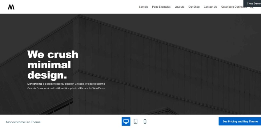 Monochrome WordPress theme