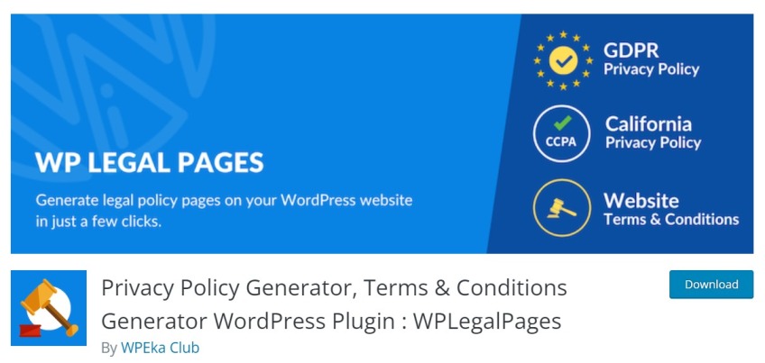 free WordPress privacy policy plugin.