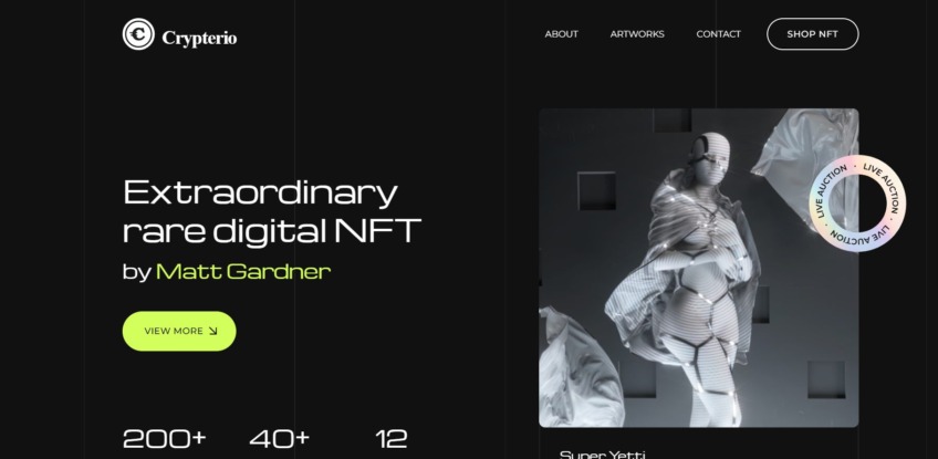 Crypterio – NFT and Crypto Landing Page WordPress Theme