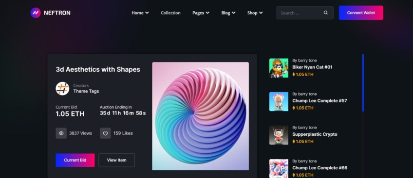 Neftron – NFT Marketplace WordPress Theme