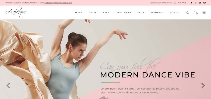 Arabesque – Modern Ballet School and Dance Studio Theme