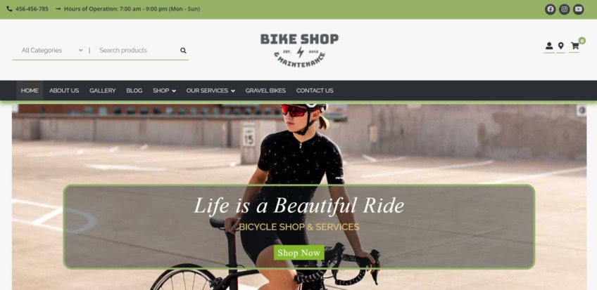 Bike shop WordPress theme