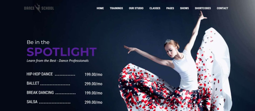 Dance School WordPress theme