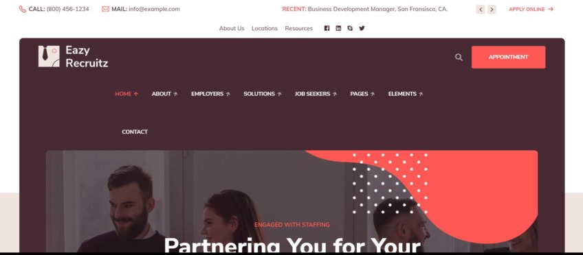 Eazy Recruitz – Staffing Agencies WordPress Theme