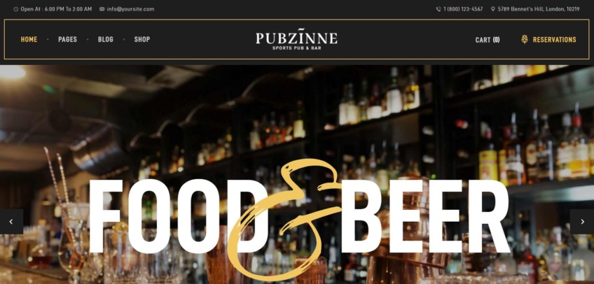 Pubzinne – Sports Bar & Pub WordPress Theme