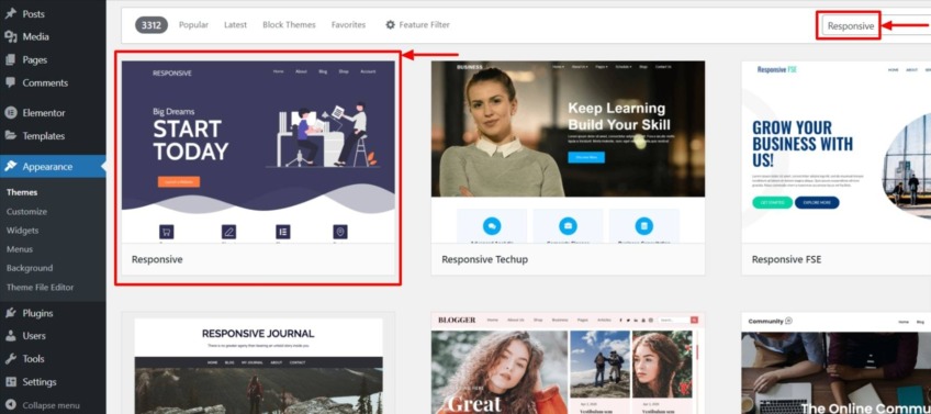 responsive them search