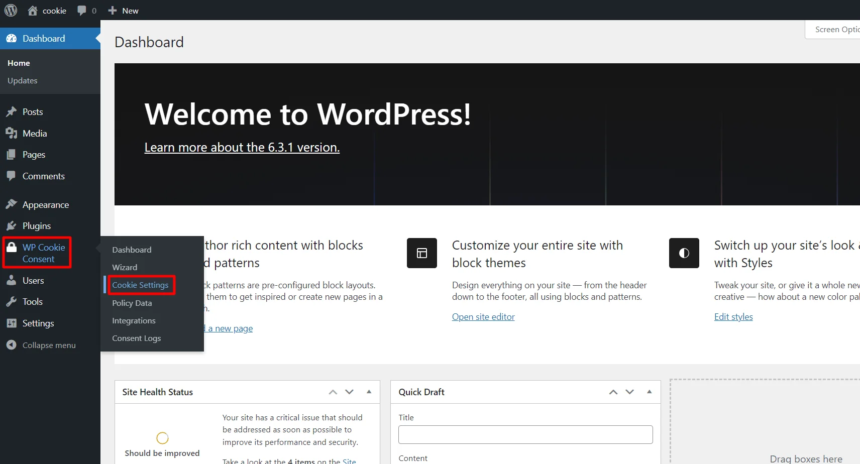 Checking the cookie setting
