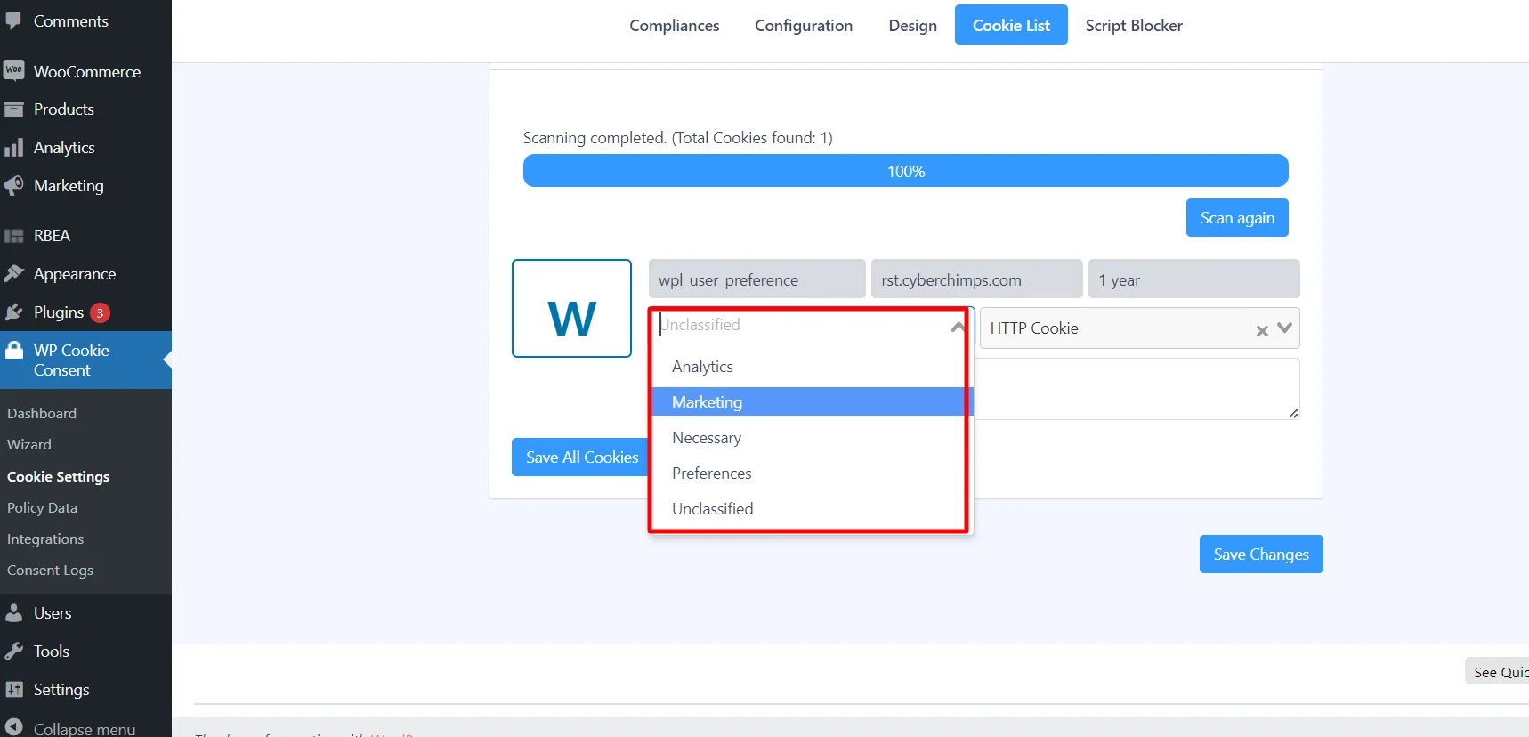 Classifying the Thord Party Cookie category