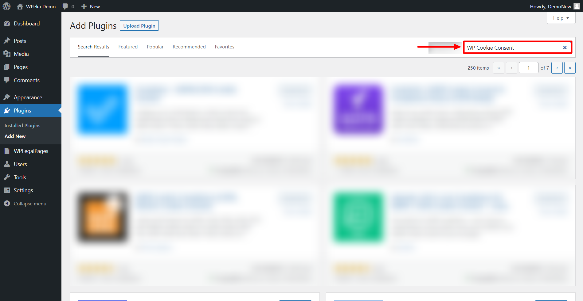 Searching the plugin