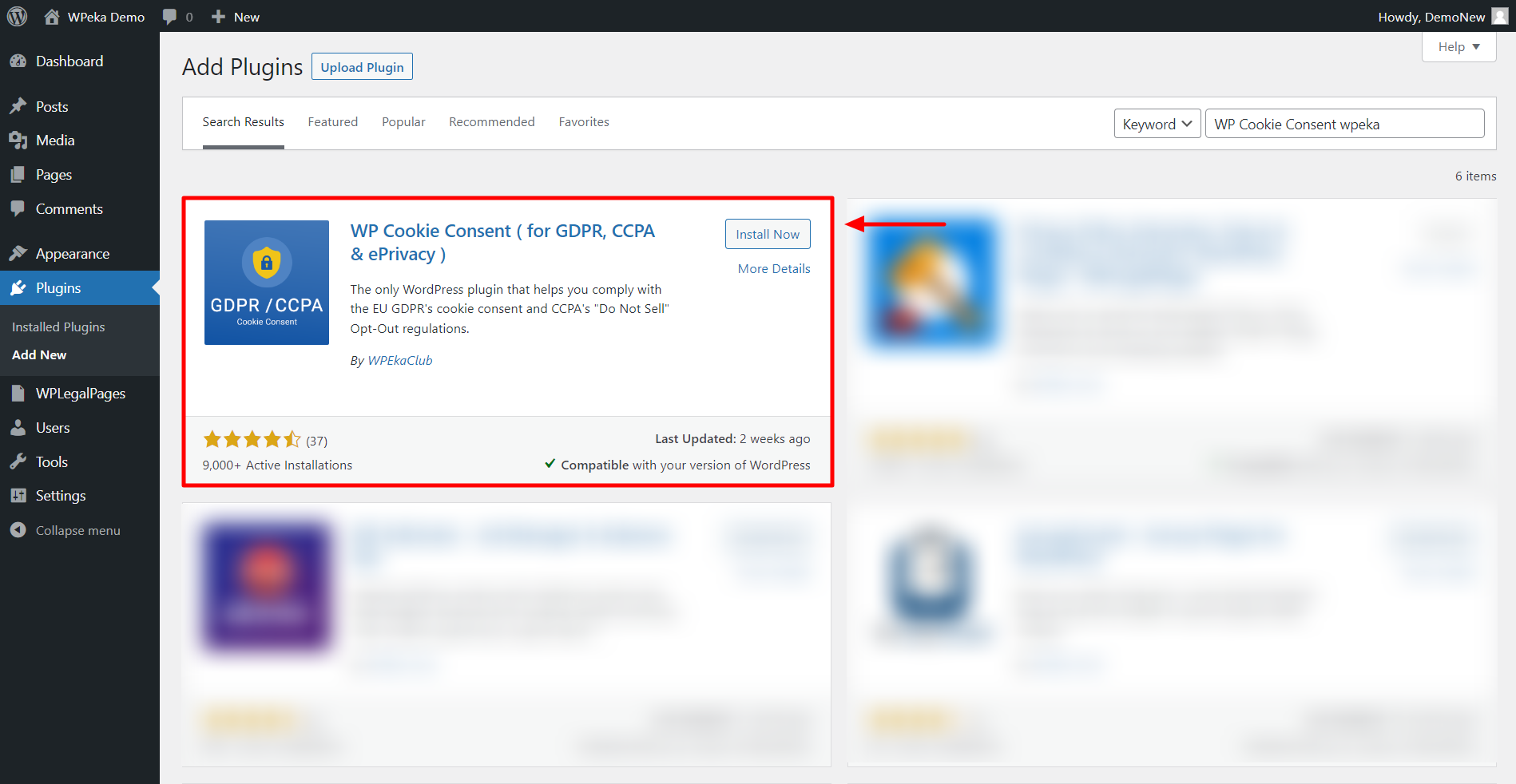 installing the plugin 