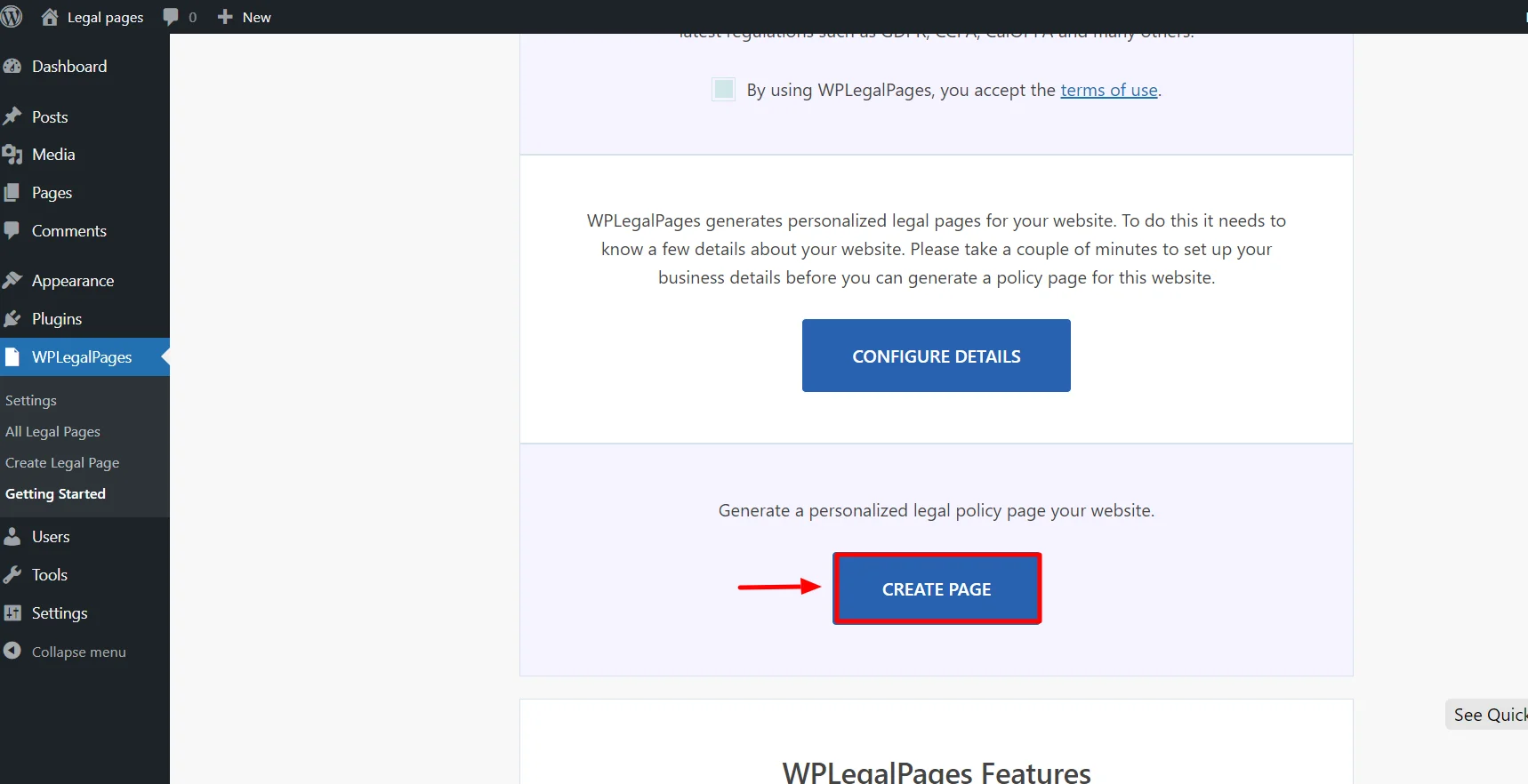 Starting to create Legal Pages