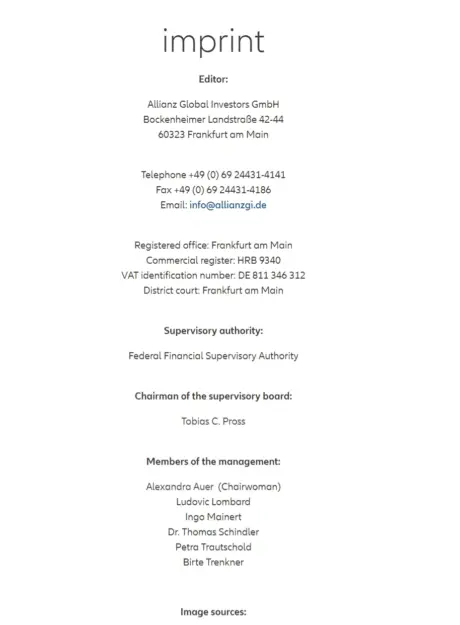 Allianz Global's Impressum