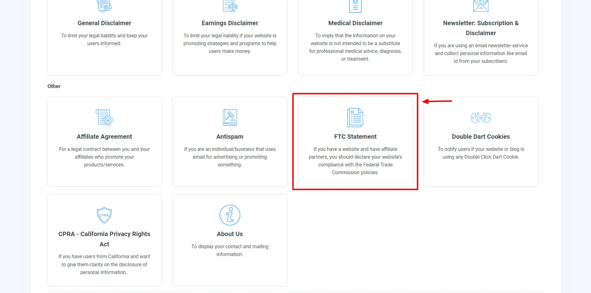 WP Legal Pages> FTC Statement