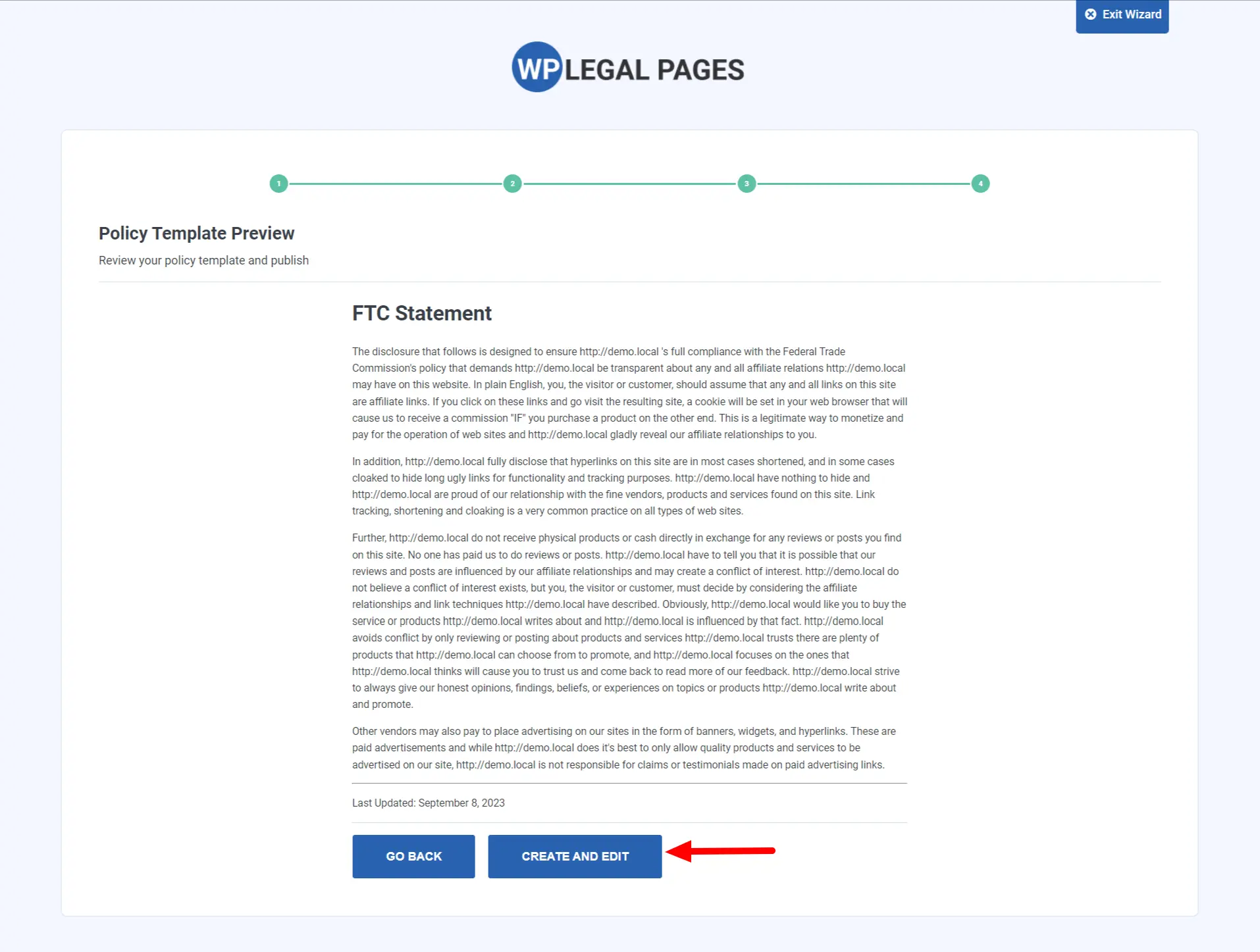 WP Legal Pages> FTC Statement