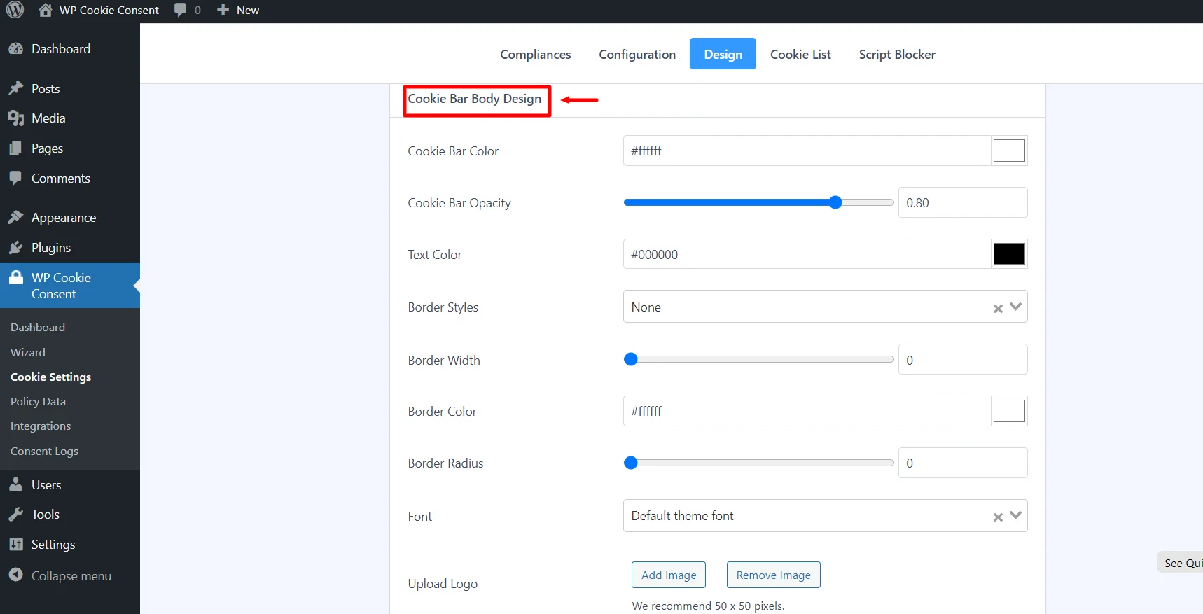 Cookie Bar Body Design