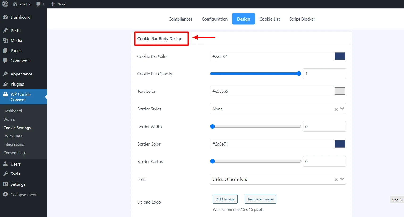 Cookie Bar Body Design