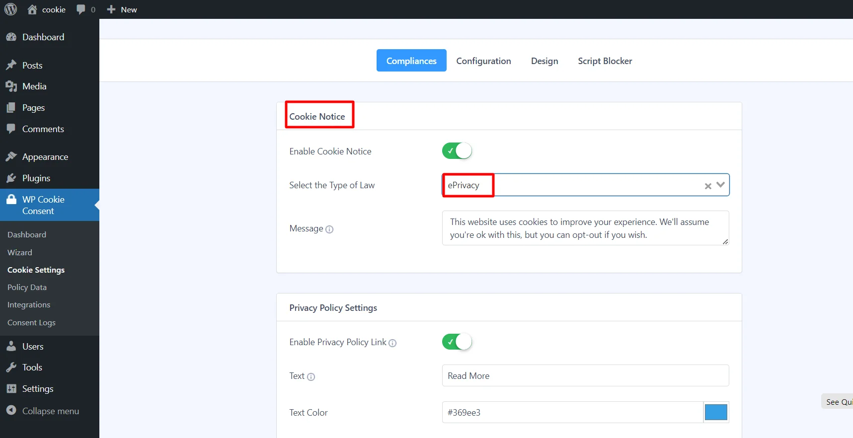 WP Cookie Consent;Cookie Notice- eprivacy directive
