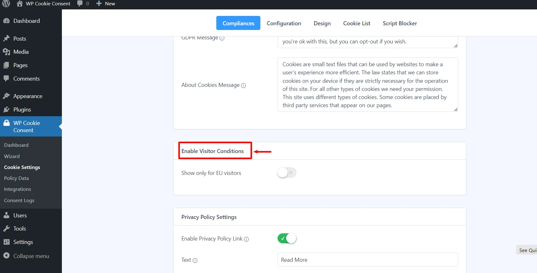 Enable Visitor Conditions