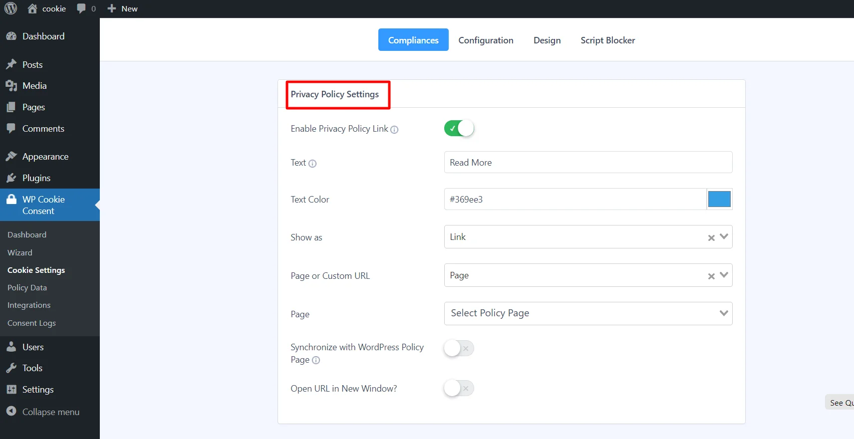 Privacy Policy Settings- eprivacy directive