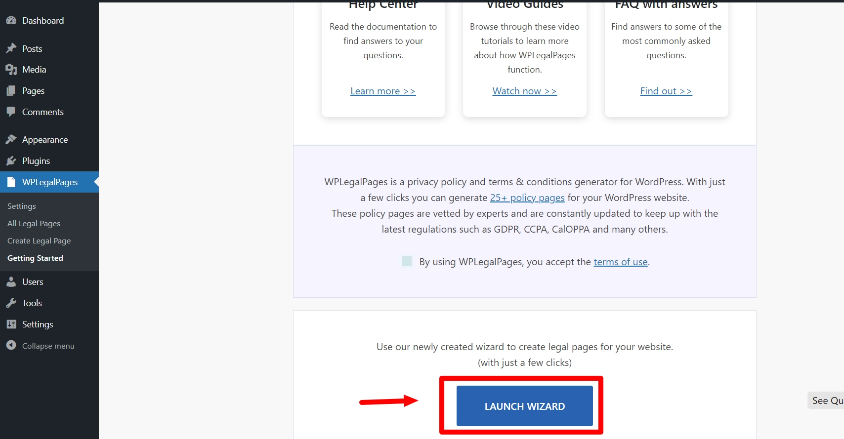 launching the plugin wizard