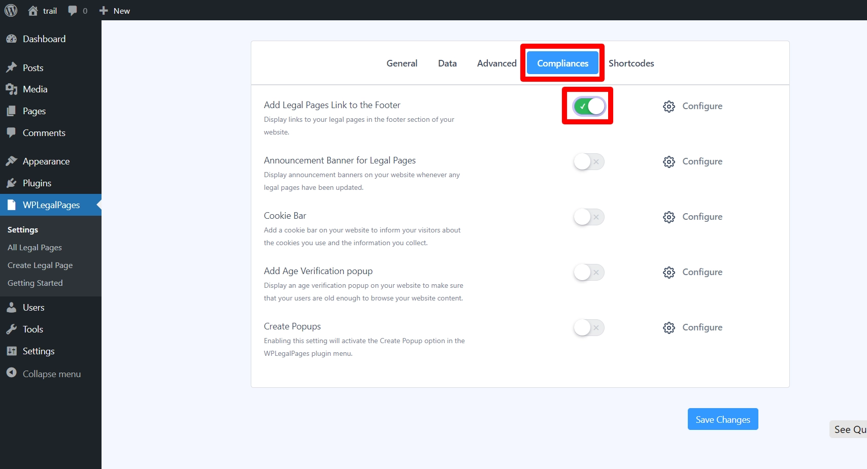 Adding a footer link