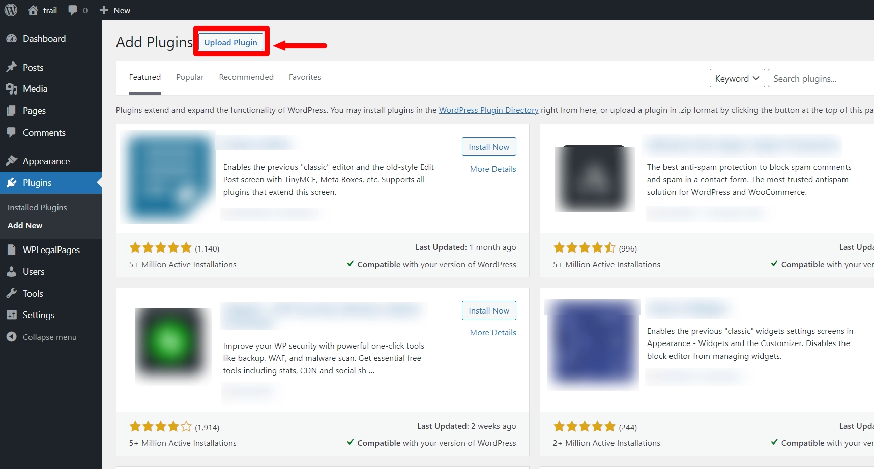 Uploading the plugin