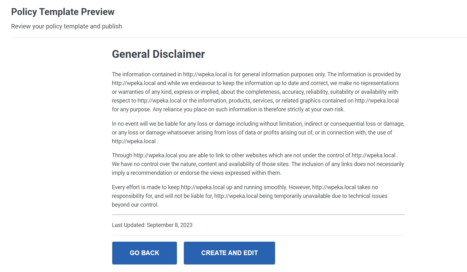 General disclaimer
