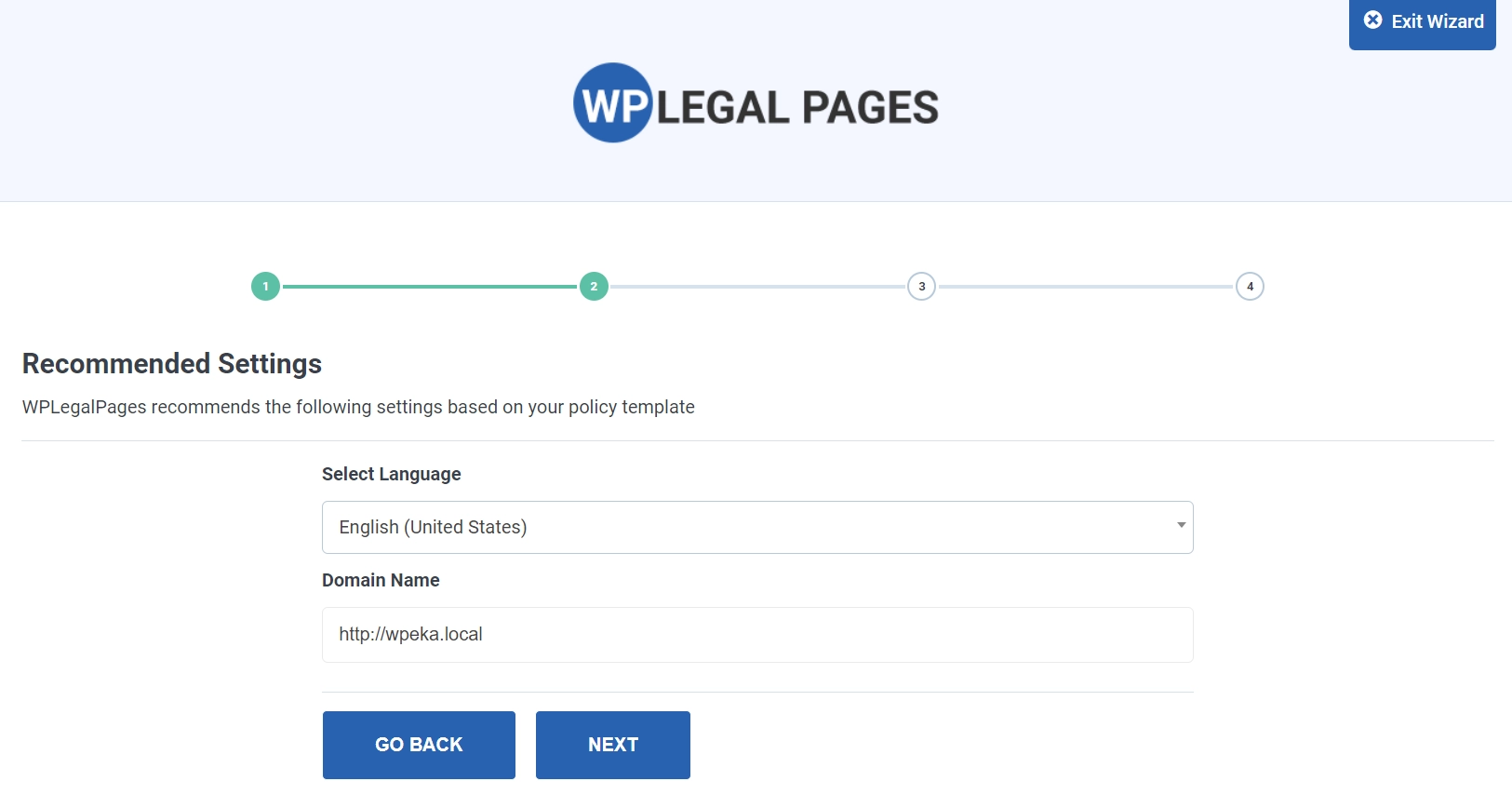 WP Legal Pages settings