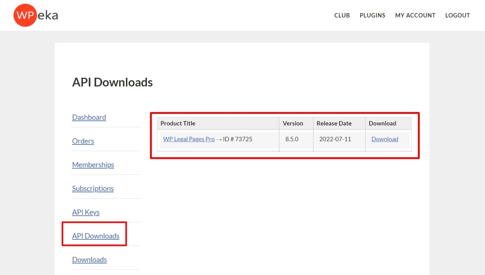 Download the zip file from API Downloads