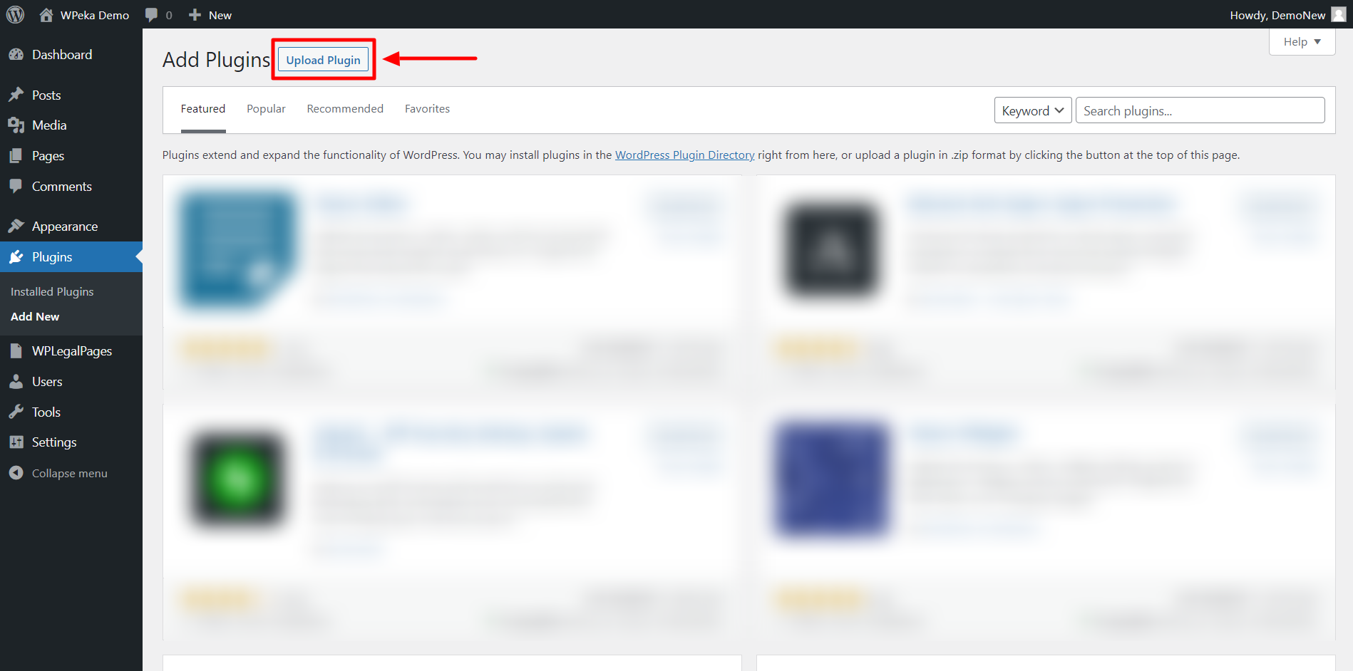 select Upload Plugin