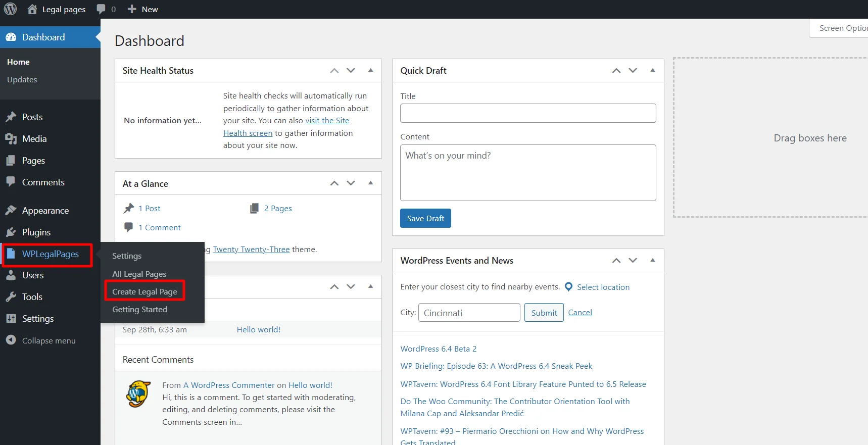 Creating Legal pages- Medical disclaimer