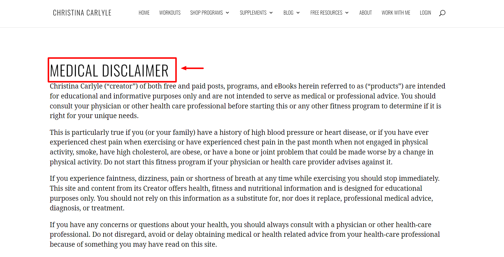 Christina Carlyle- Fitness Programs