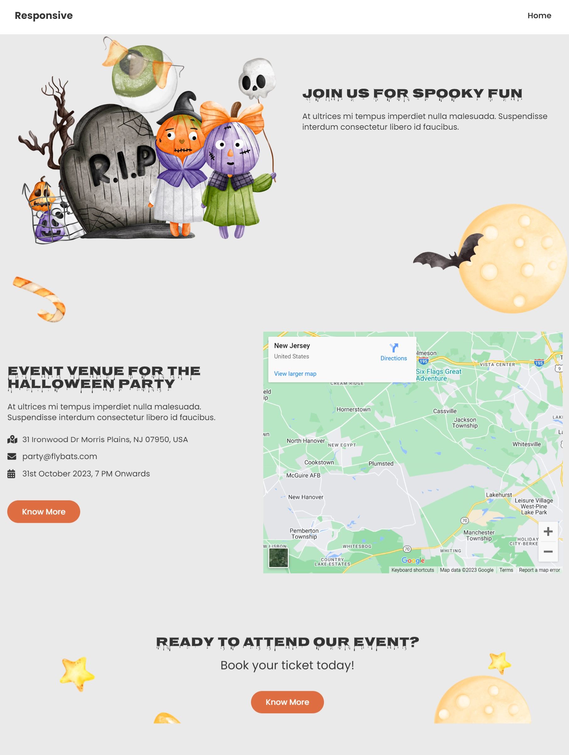 Contact page of the template