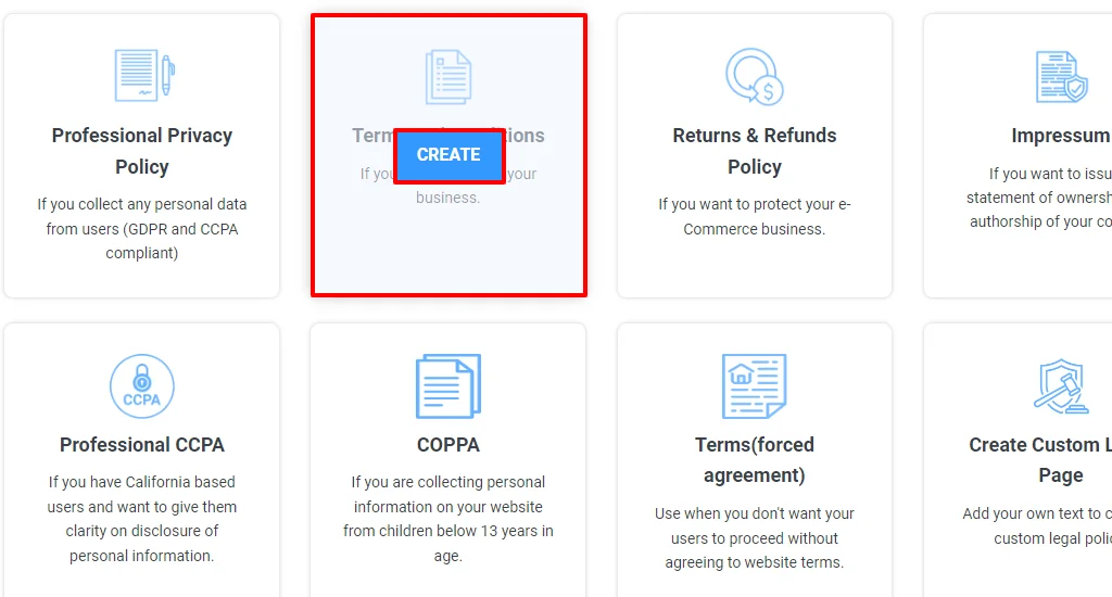 create terms and condition