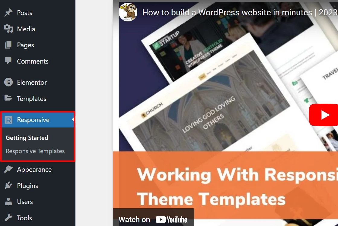 Go to Responsive > Responsive Templates