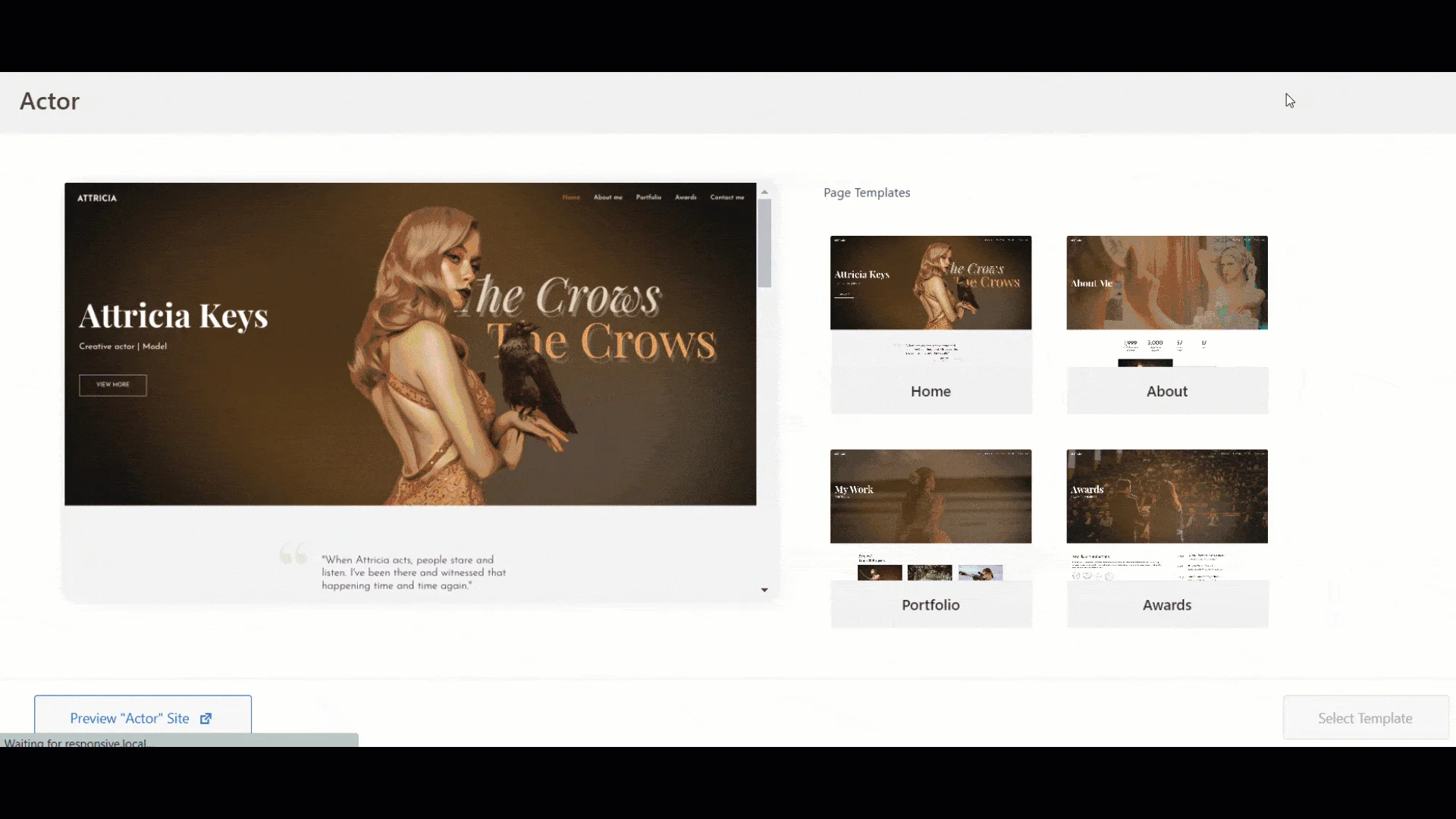 Template page layout