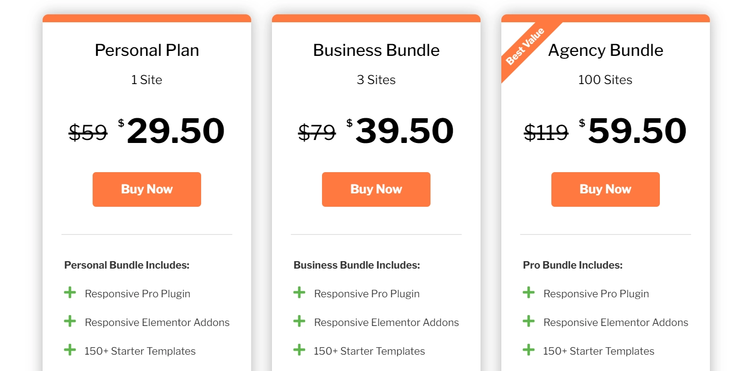 Responsive Pro pricing plan