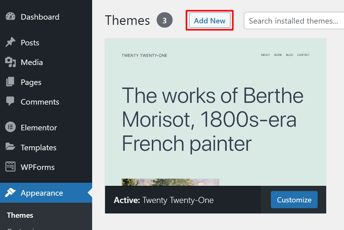 Click on the Add New button.