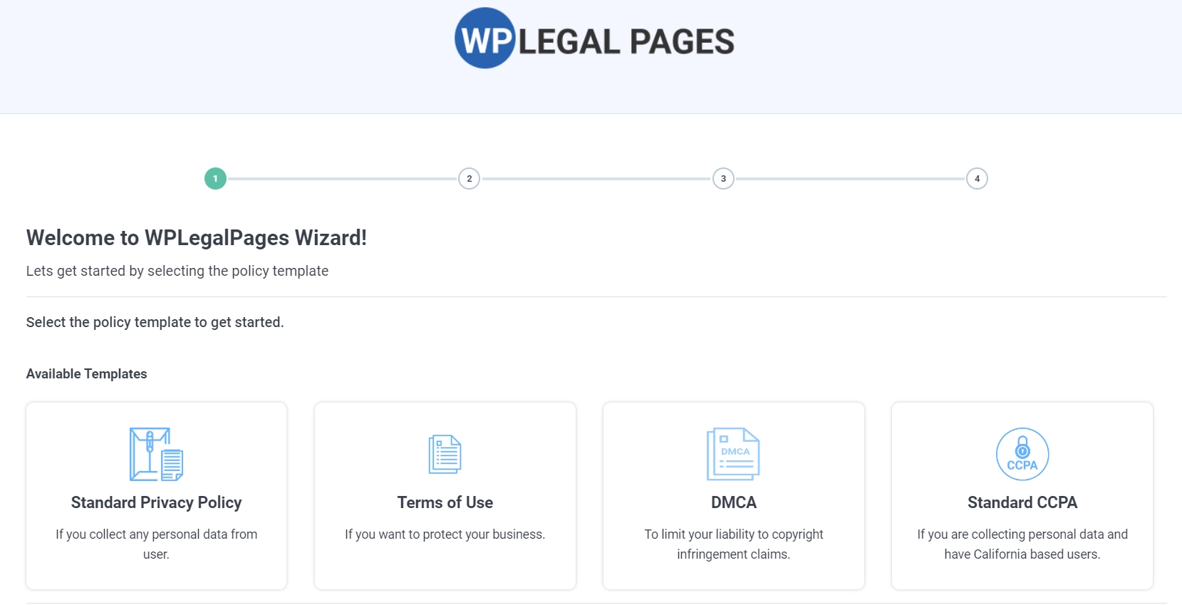 List of the available templates