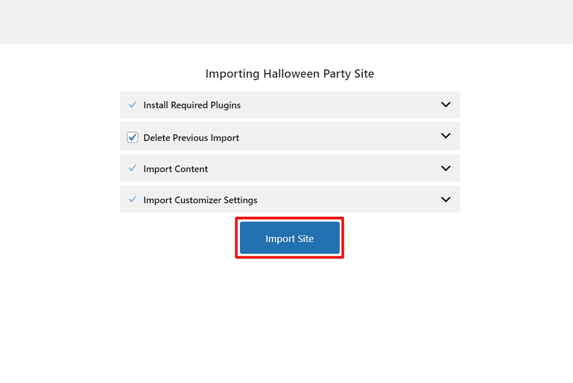 Click on Import Site.